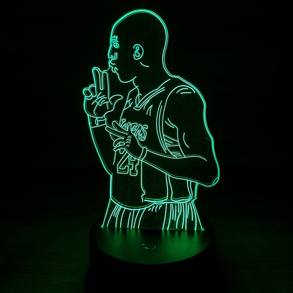 Kép 1/6 - Kobe BRYANT 3D LED lámpa #1 (7 színű, fekete talp)