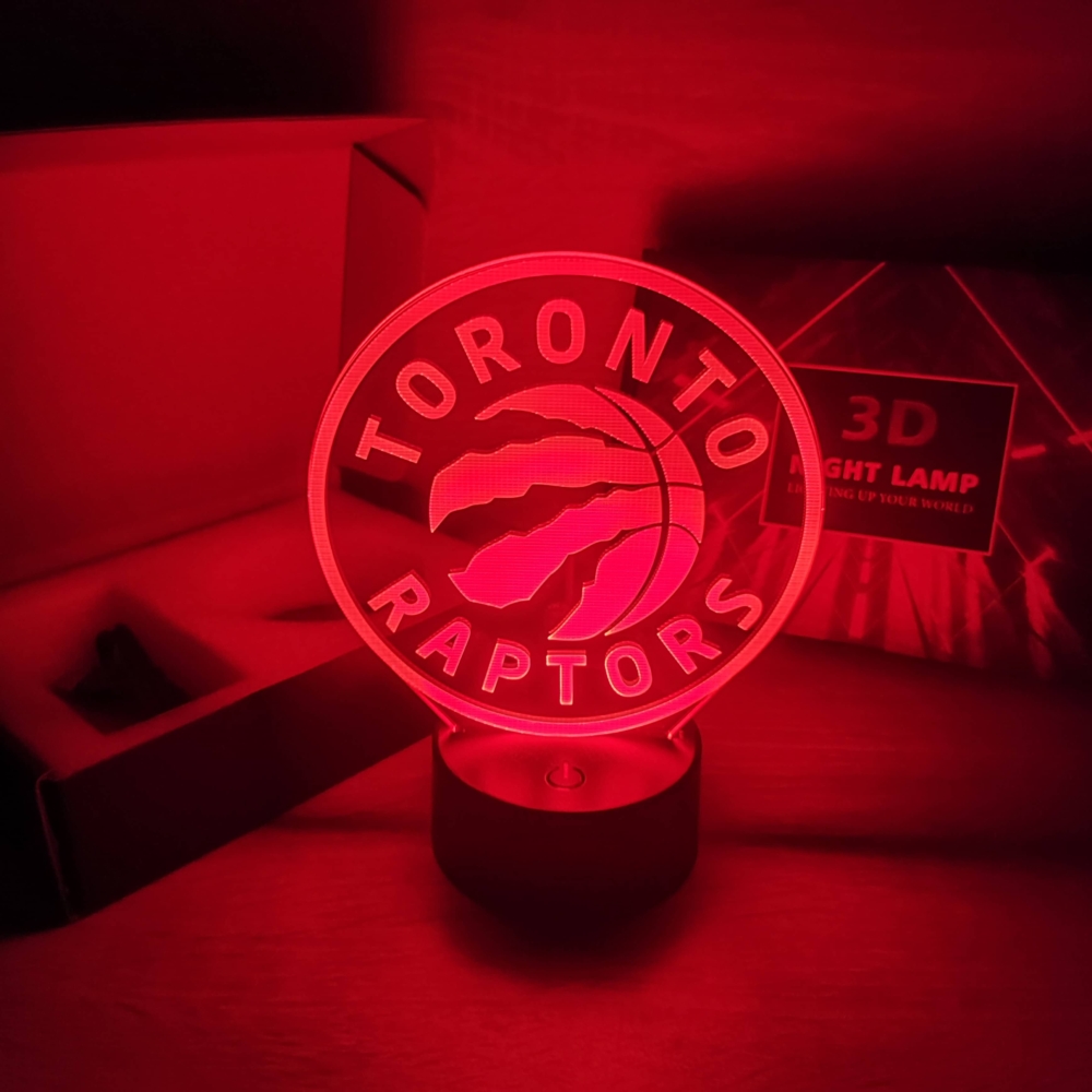 Kép 6/7 - Toronto RAPTORS 3D LED lámpa (7 színű, fekete talp)