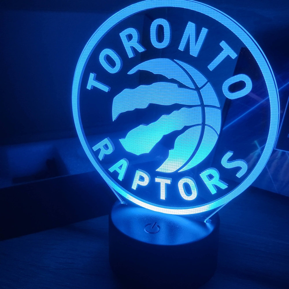 Kép 5/7 - Toronto RAPTORS 3D LED lámpa (7 színű, fekete talp)