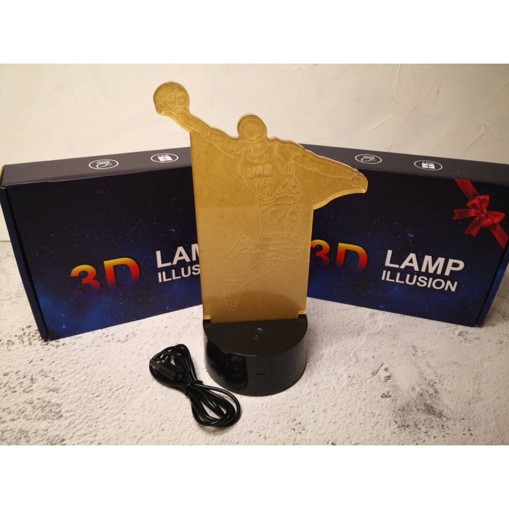 Kép 4/5 - Lebron JAMES 3D LED lámpa (7 színű, fekete talp)