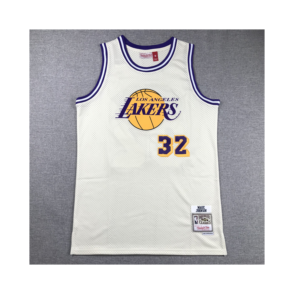 Kép 1/4 - Magic JOHNSON CreamWhite vintage Los Angeles Lakers mez