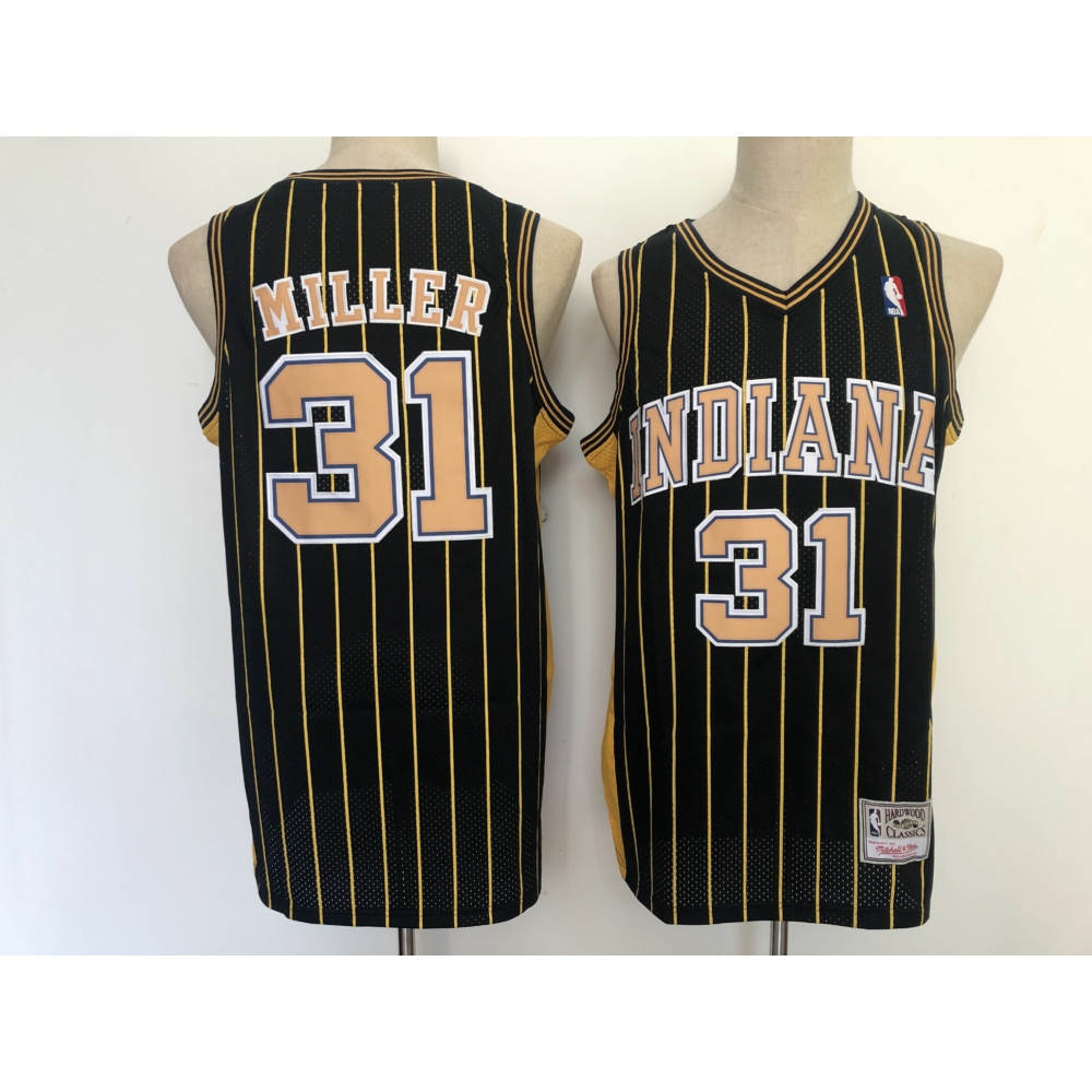 Kép 1/3 - Reggie MILLER kék Classic striped Indiana Pacers M&N mez
