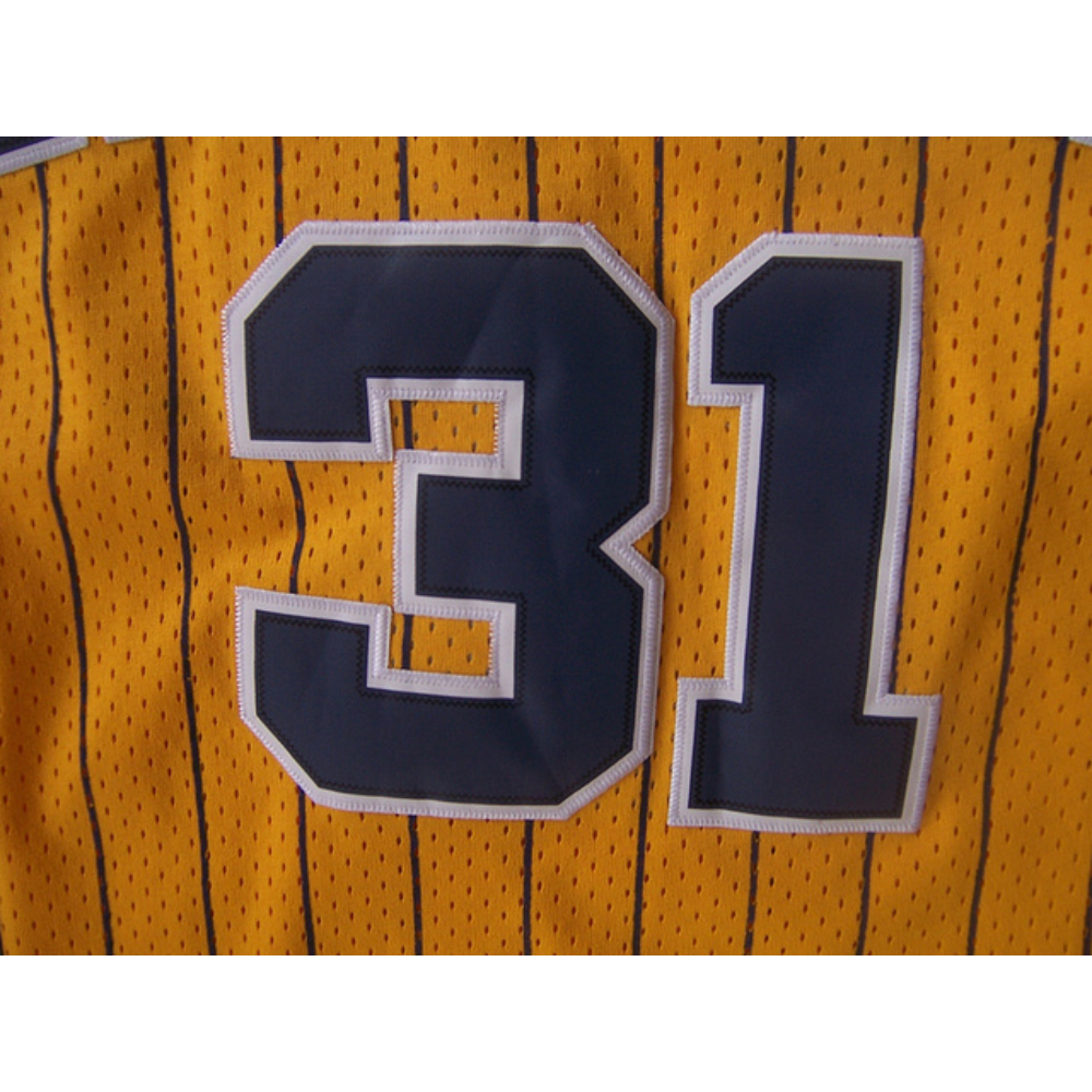 Kép 2/2 - Reggie MILLER sárga Classic striped Indiana Pacers M&N mez