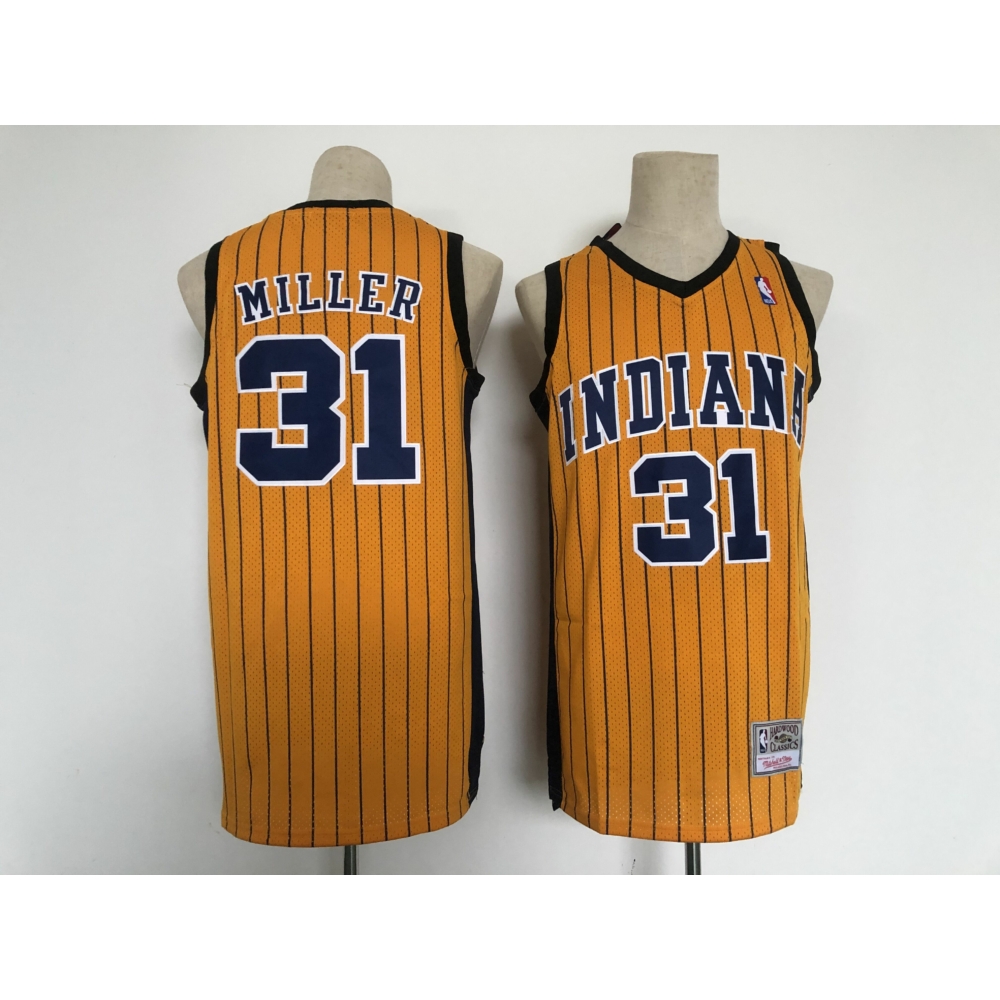 Kép 1/2 - Reggie MILLER sárga Classic striped Indiana Pacers M&N mez