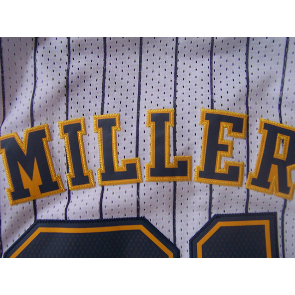 Kép 2/2 - Reggie MILLER fehér Classic striped Indiana Pacers M&N mez