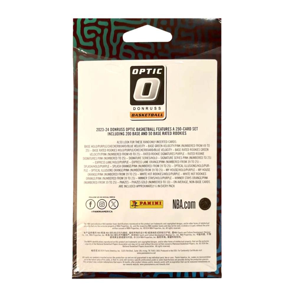 Kép 2/7 - 2023-24 Panini NBA Donruss Optic Hanger Box (20 kártya)