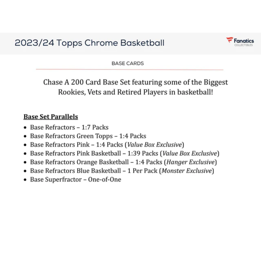 Kép 8/10 - 2023-24 Basketball Topps Chrome Hanger Box kosaras kártya (5 csomag)