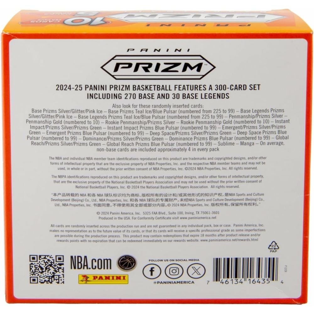 Kép 4/9 - 2024-25 Panini PRIZM Basketball MEGA Box kosaras kártya (5 csomag)