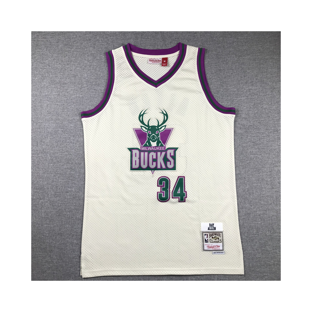 Kép 1/4 - Ray ALLEN CreamWhite vintage Milwaukee Bucks mez