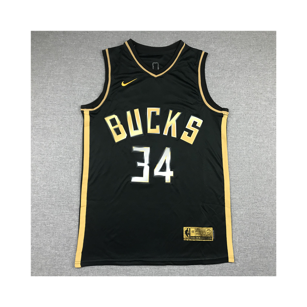 Kép 1/3 - Giannis ANTETOKOUNMPO fekete Gold Edition II Milwaukee Bucks mez