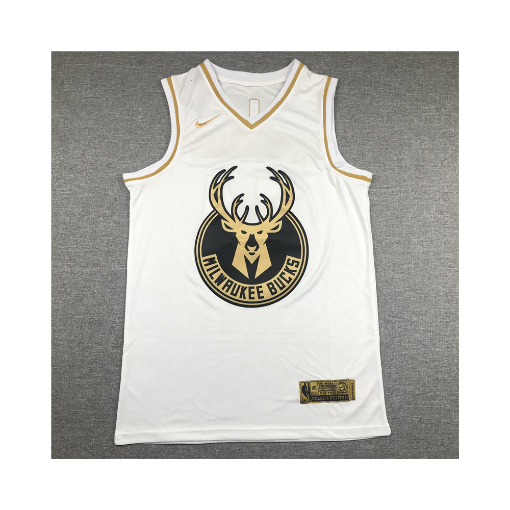 Kép 1/3 - Giannis ANTETOKOUNMPO fehér Gold Edition Milwaukee Bucks mez