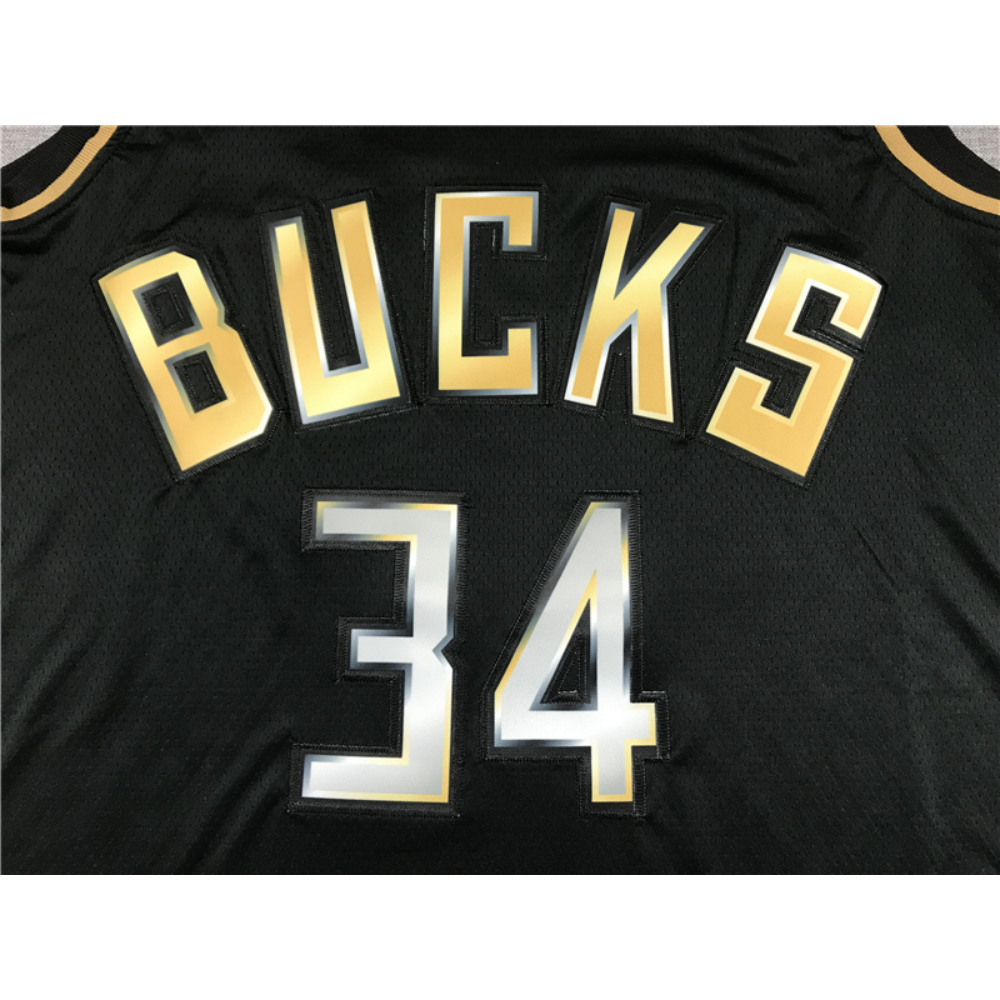 Kép 3/3 - Giannis ANTETOKOUNMPO fekete Gold Edition II Milwaukee Bucks mez
