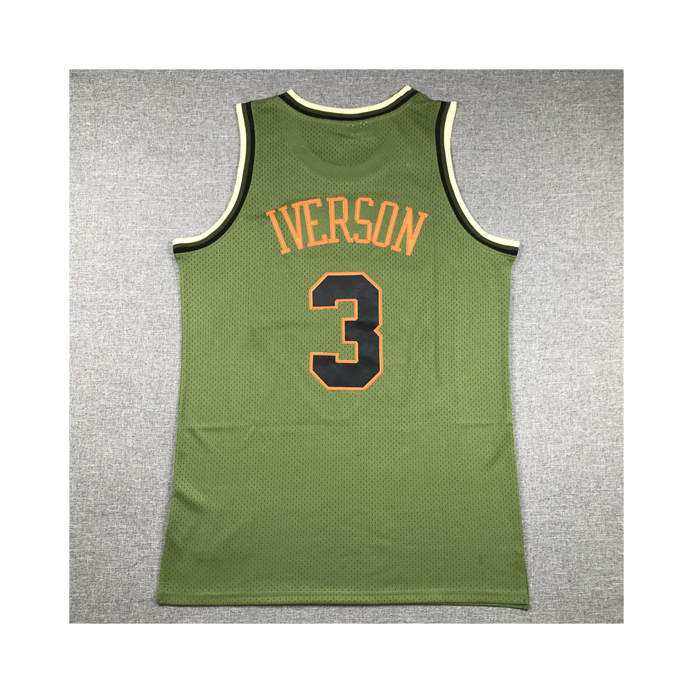 Kép 2/4 - Allen IVERSON Army Green Philadelphia 76ers mez