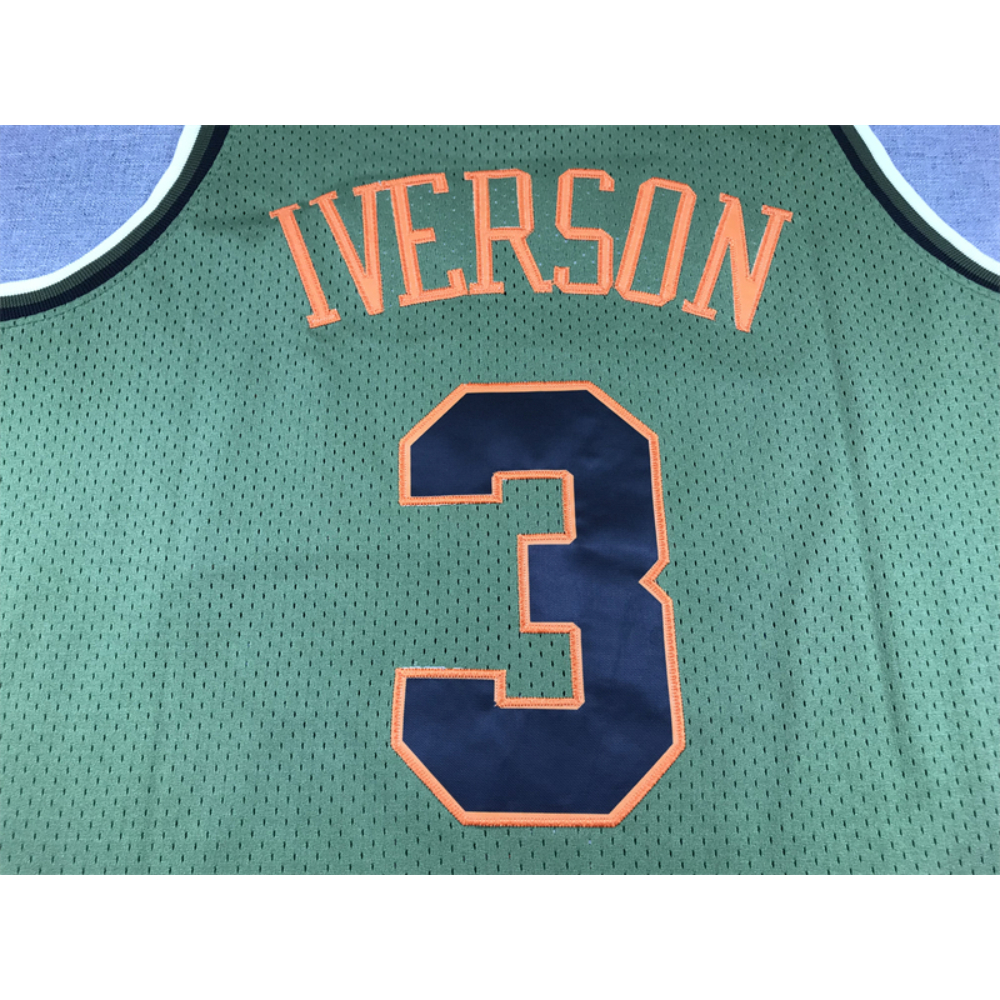 Kép 4/4 - Allen IVERSON Army Green Philadelphia 76ers mez