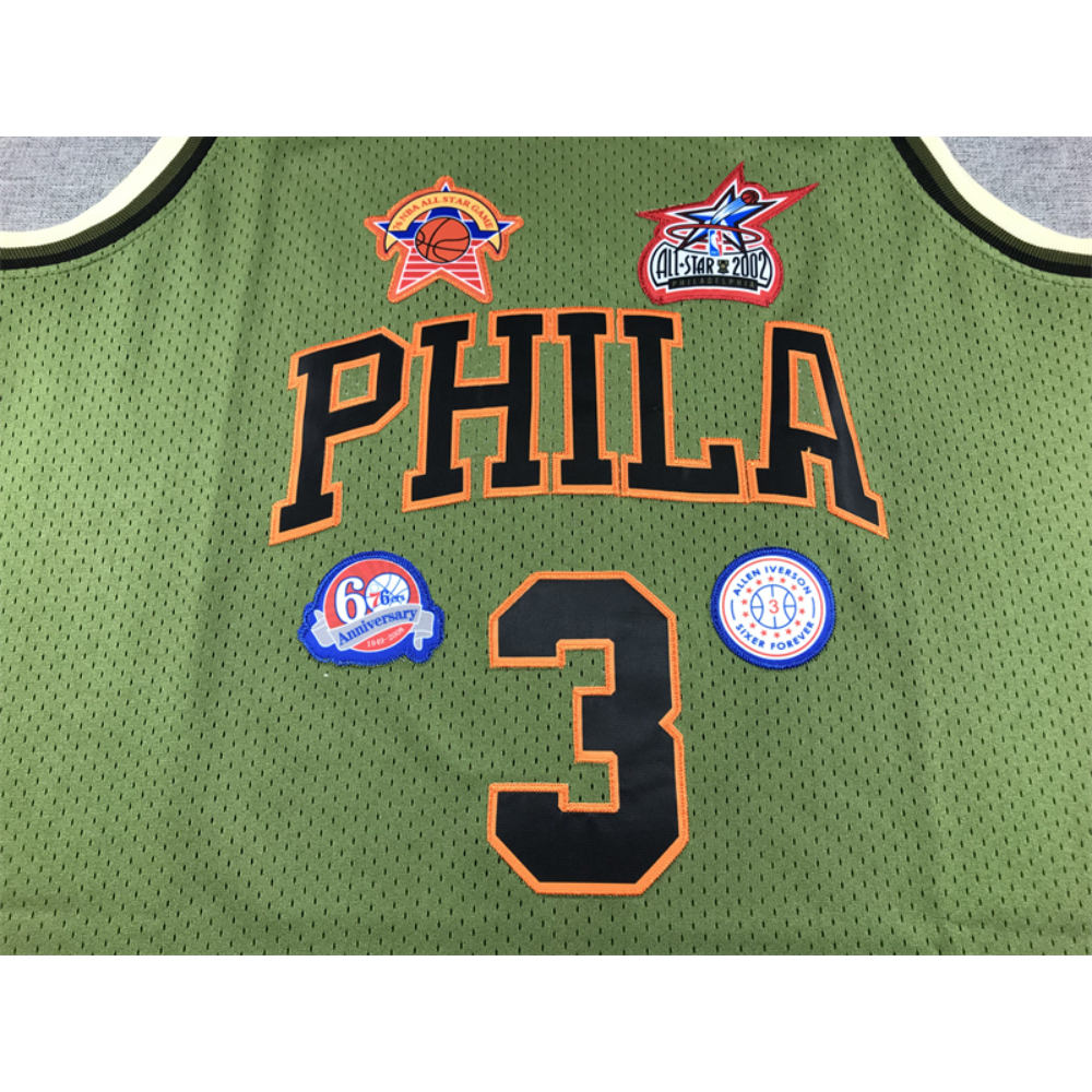 Kép 3/4 - Allen IVERSON Army Green Philadelphia 76ers mez
