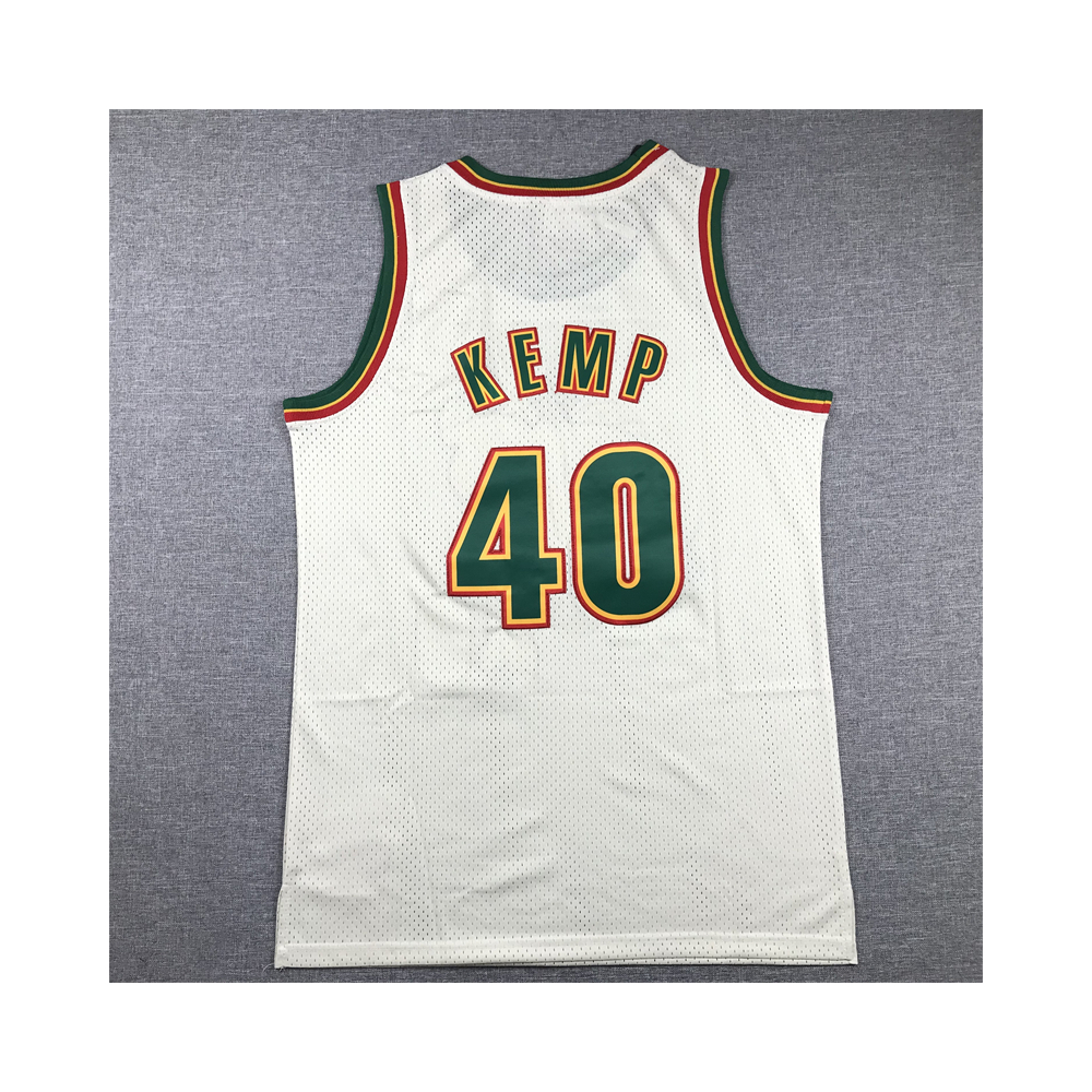 Kép 2/4 - Shawn KEMP CreamWhite Vintage Supersonics retro mez