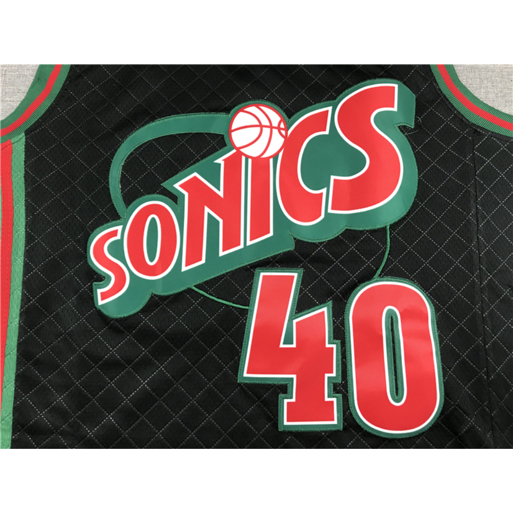 Kép 4/4 - Shawn KEMP Black Seattle Supersonics retro mez