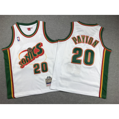 Gary PAYTON fehér Seattle Supersonics retro mez (GYEREK)