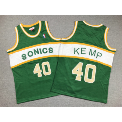 Shawn KEMP zöld-fehér Seattle Supersonics retro mez (GYEREK)