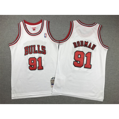 Dennis RODMAN fehér Chicago Bulls vintage mez (GYEREK)