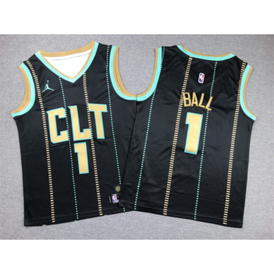 LaMelo Ball fekete CLT Hornets mez (GYEREK)