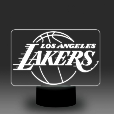 Los Angeles LAKERS 3D LED lámpa (7 színű, fekete talp)