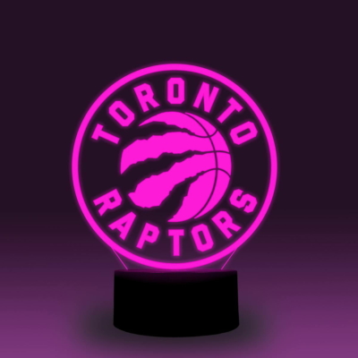 Toronto RAPTORS 3D LED lámpa (7 színű, fekete talp)