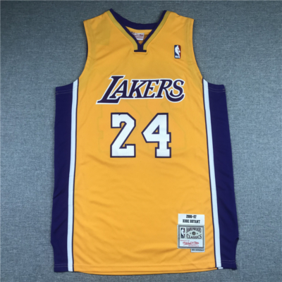 Kobe BRYANT 2006-07 sárga Los Angeles Lakers mez #24