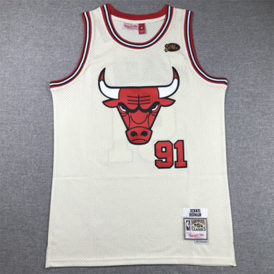 Dennis RODMAN CreamWhite Chicago Bulls mez