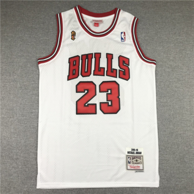 Michael JORDAN fehér 95-96 The Finals Chicago Bulls vintage mez