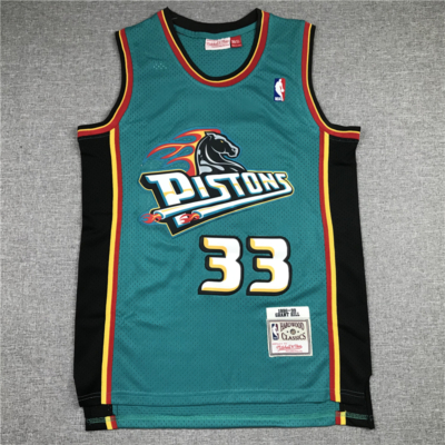 Grant HILL türkiz Classic Swingman Detroit Pistons vintage mez