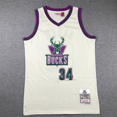 Ray ALLEN CreamWhite vintage Milwaukee Bucks mez