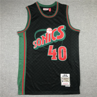 Shawn KEMP Black Seattle Supersonics retro mez