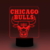 Chicago BULLS 3D LED lámpa (7 színű, fekete talp)