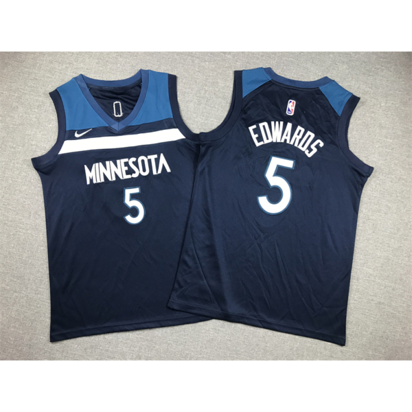 Anthony EDWARDS sötétkék Minnesota Timberwolves mez (GYEREK)