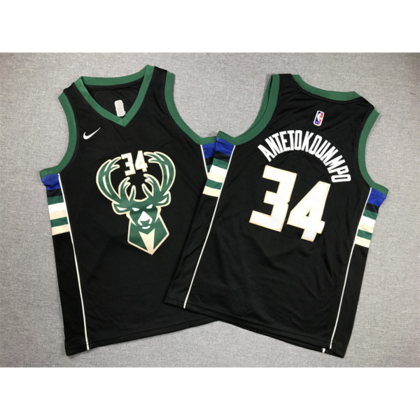 Giannis ANTETOKOUNMPO fekete Milwaukee Bucks mez (GYEREK)