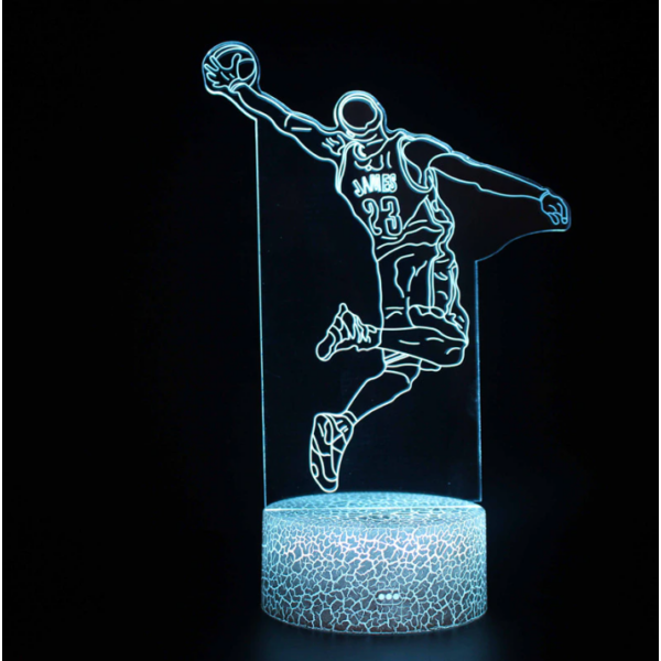 Lebron JAMES 3D LED lámpa (7 színű, fekete talp)