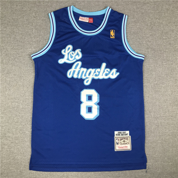 Kobe BRYANT kék retro Los Angeles Lakers mez #8
