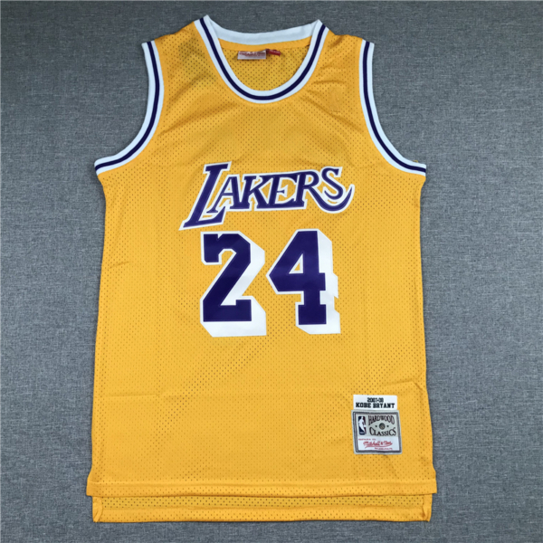 Kobe BRYANT 2007-08 sárga Los Angeles Lakers mez #24