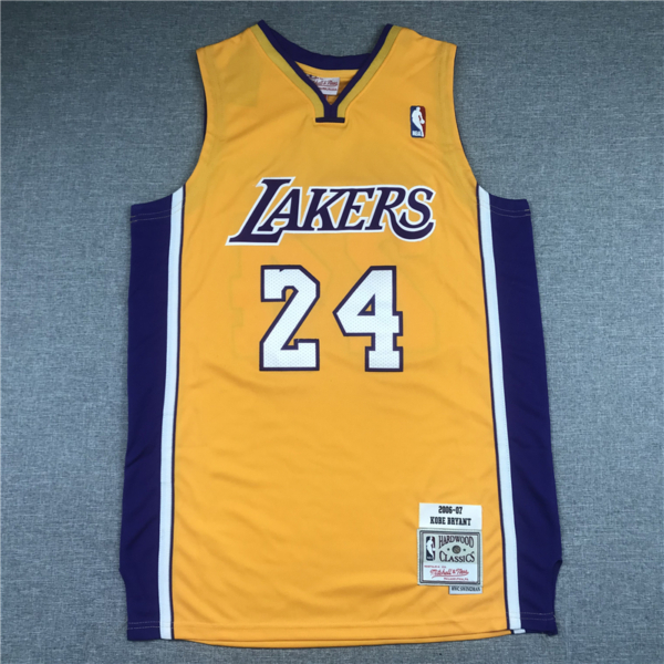 Kobe BRYANT 2006-07 sárga Los Angeles Lakers mez #24