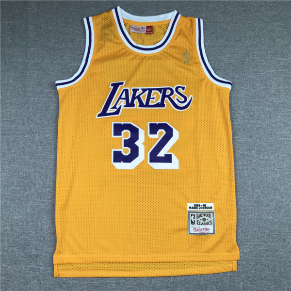Magic JOHNSON 1984-85 sárga Los Angeles Lakers mez