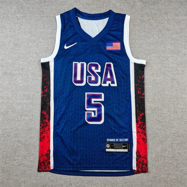 Anthony EDWARDS 2024 sötétkék USA válogatott mez