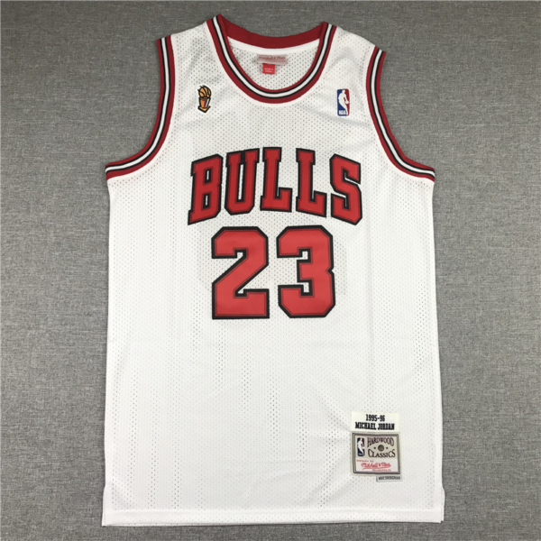 Michael JORDAN fehér 95-96 The Finals Chicago Bulls vintage mez (KÉSZLETEN)