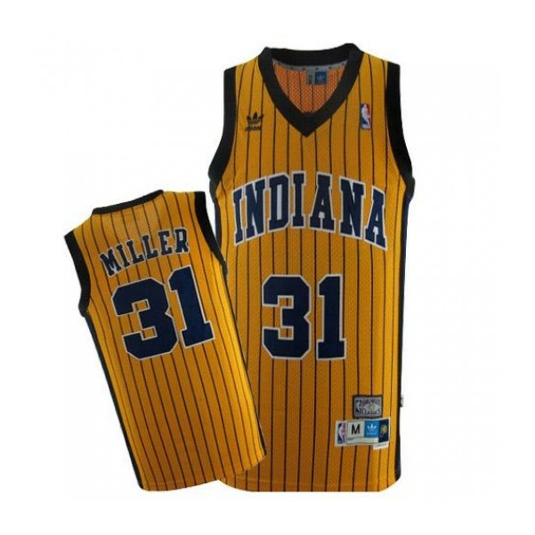 Reggie MILLER sárga Classic striped Indiana Pacers mez