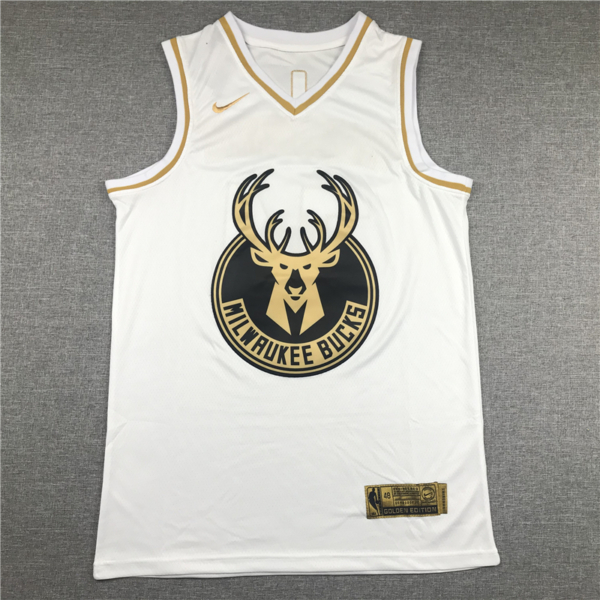 Giannis ANTETOKOUNMPO fehér Gold Edition Milwaukee Bucks mez
